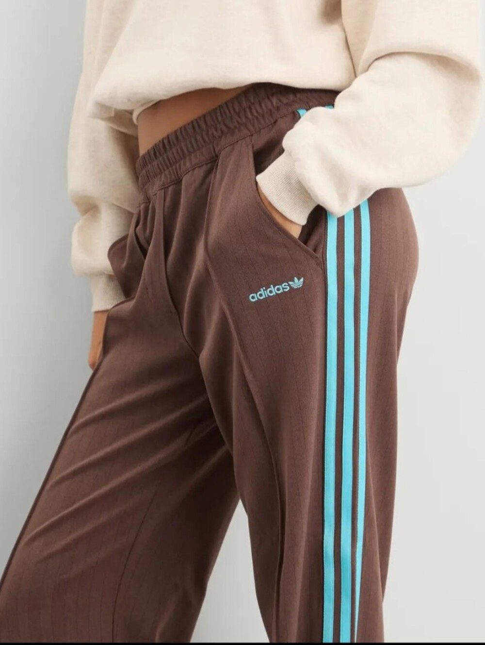 Adidas Originals Tailored Track Pants In Auburn With Blue Stripes